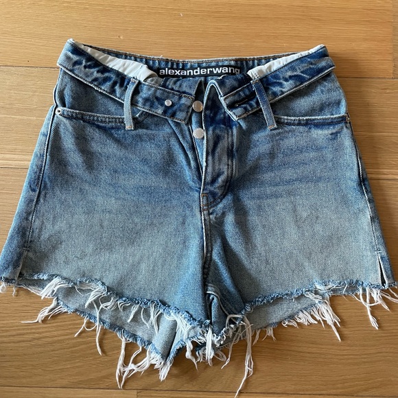 Alexander wang bite fold over blue Jean shorts
